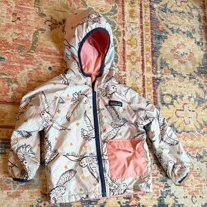 Patagonia Kids' Hooded Jacket - reversible owl print and pink solid